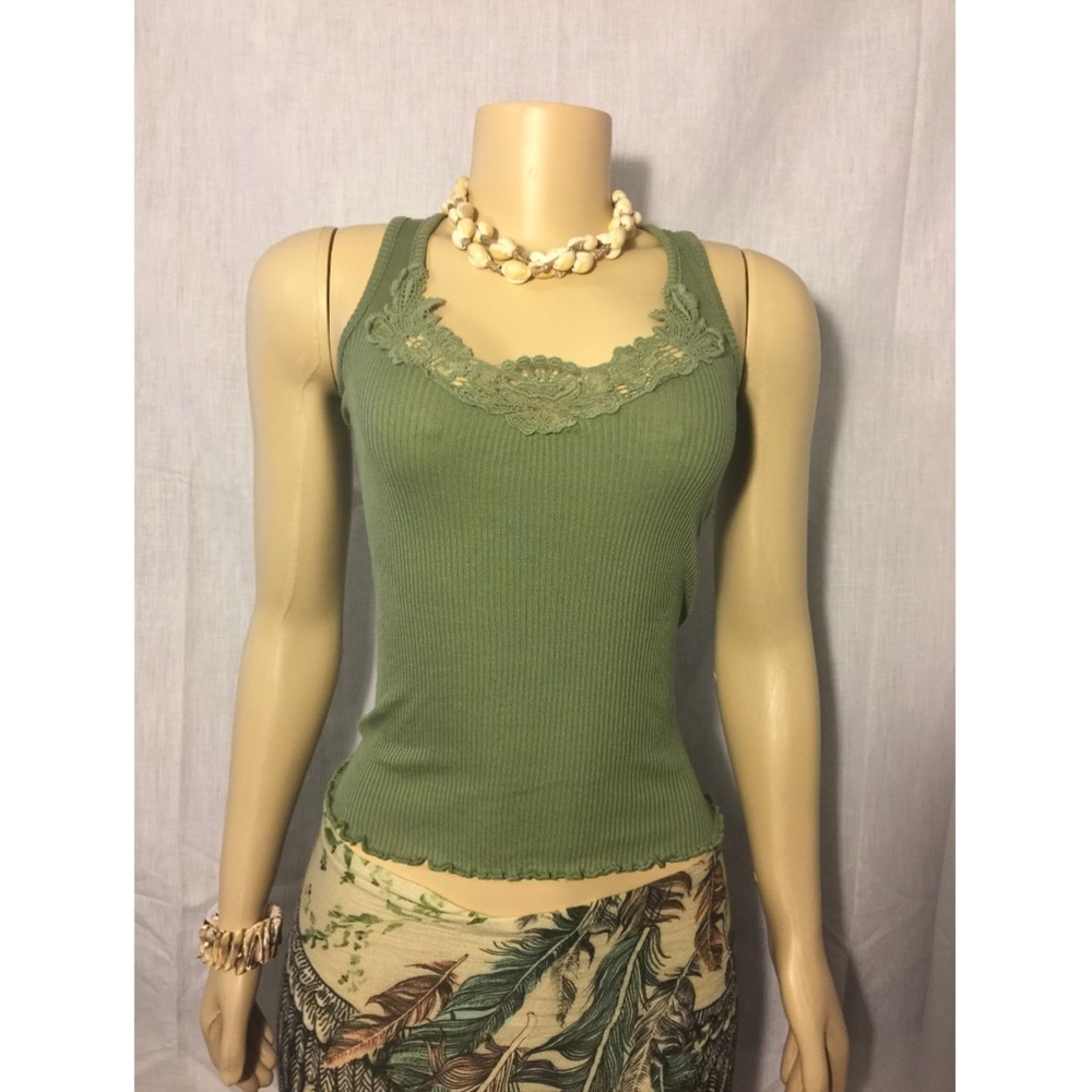 Banana Republic green lace tank top small xs